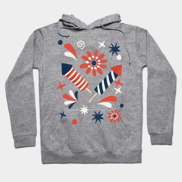 Red, white and blue fireworks Hoodie by Home Cyn Home 